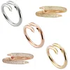Mode Luxe Diamanten nagelringen designer sieraden zelfliefde ring rose goud schroef roestvrijstalen diamanten heren verlovingsringen voor vrouw maat 10 Paar