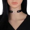 Collier ras du cou en cuir à pointes pour femmes et hommes, Punk, Rivets cloutés, collier épais, fleur, bijoux gothiques, accessoires Emo