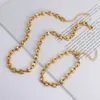 Stainless Steel Coffee Bean Chain Necklaces Tarnish Free Jewelry 18K Gold Plated Coffee Bean Chain Bracelets for Men Women