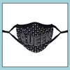 Designer Masques Strass Masque Avec Filtre Poche Bling Patron Reine Roi Y Fille Amour Lettre Bouche Er Réglable Mascarade Partie Dhmu8