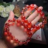 Strand Beautiful Red Quartz Crystal Round Beads Bracelet For Women Stretch Charm