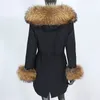 Femmes fourrure fausse longue veste d'hiver femmes imperméable Parka réel manteau capuche naturel raton laveur renard épais chaud vêtements d'extérieur détachable 231113