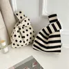 Waist Bags Knitted Black White Striped Polka Dot Handbag Fashionable Portable Shoulder Bag Women Casual