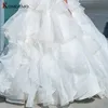 肩から肩のクリスタル階層ブライダルボールガウン贅沢チャペル列車の恋人ネックジッパーバックウェディングドレス女性のためのウェディングドレス