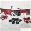 Decorazioni natalizie Calza per animali domestici Zampa di gatto Calzino in cotone Calze a griglia rosse Albero di Natale appeso Pendent Bambini Borsa regalo di caramelle Drop Del Dhpne