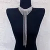 Catene da donna europee e americane sexy, tutte con strass, nappe, collana lunga, catena geometrica, collare, catena, gioielli da sposa