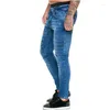 Jeans masculinos na moda retalhos personalizados apertados perna pequena high street moda casual versátil