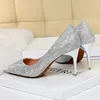 Elbise Ayakkabı Lüks Kadınlar Altın Gümüş 5cm 7cm 9cm Yüksek Topuklu Pompalar Lady Scarpins Glitter Party Düşük Gelin Düğün Prom