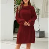 Casual jurken Vintage gedraaide trui Jurk Coltrui Kabelgebreide trui Lange mouwen Gebreid Trend Dames gebreide kleding Winter Y2K-outfits