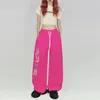 Calças femininas americanas hip hop dança sweatpant sólido elástico cintura alta streetwear bolsos soltos todos os jogos casuais calças largas perna 231113