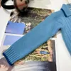 Cardigan per bambini con risvolto di lusso Maglione per bambini monopetto blu puro Taglia 100-160 Giacca lavorata a maglia per bambini di alta qualità Nov10