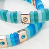 Strand design 2 8mm akryl elastisk armband för kvinnor emalj 8 pärlor med färgglada zirkon armbanden smycken gåva