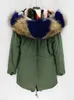 Womens Fur Faux Waterproof Parka Winter Jacket Kvinnor Real Coat Natural Collar Hood Rabbit Finer Long Outerwear Streetwear 231113