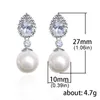 Boucles d'oreilles pendantes 1PC luxe mariée mariage Design moderne poire cubique zircone avec Imitation Peal pour les femmes bijoux