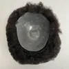 Indian Virg Virgin Human Hair Piece Jet preto #1 Cabelo curto Topper de 10 mm de onda 8x10 PU para mulher negra
