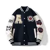 Women s Jackets Vintage Hip Hop College Mens Furry A Letter Embroidery Bomber Coat Varsity Jacket Women Baseball 231113