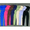 Ensembles actifs 2023 1/2 pièces coussin en Nylon suédé à manches longues ensemble de Yoga en cours d'exécution taille haute Squat preuve Legging pantalon d'entraînement de gymnastique Fitness costume de Sport