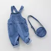 Salopette Petits garçons Combinaison Jeans décontractés mode enfants vêtements d'automne couleur unie enfant en bas âge Denim salopette bébé garçon pantalon jarretelle pantalon 230414