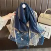 Foulards Broderie Imprimer Hijab Femmes Écharpe De Luxe Soie Laine Châle Wraps Bufanda Design Casual Bandeau Foulard Plage Étoles Echarpe