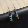 Boucles d'oreilles en pierre de gravier pour femmes, une paire de quartz irréguliers, goutte de perles, longue puce Reiki, bijoux en cristal pour cadeau de fête