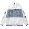 Giacche da uomo Giacca patchwork di jeans Uomo Primavera Autunno Moto Baseball Hip Hop Moda Coppia Jean Cappotto Abbigliamento da corsa su strada