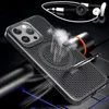 Luxury For Cooling Heat Dissipation Phone Case For iPhone 12 13 14 15 Pro Max Magnet Ring Holder Invisible Bracket PC Cover