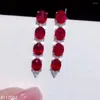 Stud -oorbellen KjjeAxcmy Fine Jewelry Natural Ruby 925 Sterling Silver Women Gemstone Ear Studs Support Test Trendy Selling