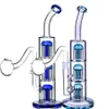 Narguilés bras à trois couches arbre Perc Big Bong verre épais tuyau d'eau droit 33 cm de haut joint de 14 mm