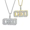 Pendanthalsband 2022 NY BLING SHADOW CEO Letters Anpassade Inledande namn Halsband Pendant Iced Out 5A Cubic Zircon Hiphop Cool Jewelry for Men Boy T230413