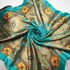 90cm Chain Maitong Oil Painting Flower Cashew Fruit Women's Large Square Silk Shawl Scarf