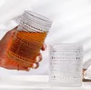2024 Стаканы для питья в стиле арт-деко, винтажная стеклянная посуда, высокие хрустальные стаканы, прозрачные стеклянные чашки с тиснением, романтический стакан для напитков со льдом для пива, коктейля, газировки, капучино