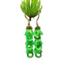 Boucles d'oreilles pendantes incroyable boucle d'oreille en jade vert pour femme petit cercle longue chaîne conception charme naturel fille cadeau bijoux