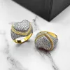 Anello a cuore 5A CZ Micro Pave Anello con zirconi cubici Gioielli da uomo punk hip-hop completamente ghiacciati