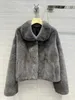 Women's Fur Faux Luxury Handmade 100 Mink Coat 2023 Winter Warm Women Clothes Fashion Turn Down Collar Grey Coats 231114