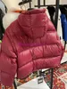 Dikke dames bontdonsjassen dames herfst winter warme jassen donsjack met capuchon zwart rood voor dames bovenkleding parka's effen revers warmte buitenjas