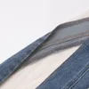 Jeans da donna Design unico Pantaloni patchwork in rete Jean irregolari Blu Abiti da donna a vita alta Pantaloni invernali femminili Streetwear