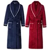 Men's Sleepwear Oversize 4XL Winter Flannel Long Couple Robe Thick Warm Coral Fleece Bathrobe Gown Nightwear Loose HomeWear Loungewear