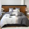 Bedding Sets Chic Colorful Stripe Embroidery White Gray Patchwork Duvet Cover Set Ultra Soft Breathable Comforter Bed Sheet Pillowcases