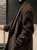 Мужские куртки Mauroicardi Осень Зима Длинные повседневные коричневые черные мягкие толстые теплые шерстяные пальто Мужские пояса Роскошные дизайнерские пальто больших размеров 5XL 231113