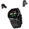 Fones de ouvido Smartwatch à prova d'água 2 em 1 Relojes Inteligentes Relógios inteligentes NFC Frequência cardíaca Pressão arterial Oxigênio Bluetooth Chamada Ip67 Android OS Relógio digital MP3 local