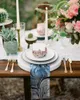 Tafel servet 4 stks dahlia olieverfschilderij blauw vierkant 50 cm feest bruiloft decoratie doek keuken diner serveer servetten