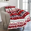 Blankets Christmas Blankets Xmas Elk Snowflake Stripeds Splicing Blanket Cozy Warm Bed Blanket for Home Sofa All Seasons Christmas Gifts 231113