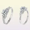 YHAMNI 100 anillos de compromiso de plata sólida 925, anillos de boda de plata maciza de lujo, joyería de marca, anillo de diamante superior de 7mm para Wo4150934