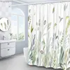 Rideaux de douche Plante Feuilles Rideau De Douche Ensemble Frais Nature Jardin Feuille Verte Aquarelle Art Thème Rural Salle De Bain Décor Tissu R231114