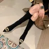 Boots High Heeled Boots Korean Version Sexy High Tube Thin Stockings 7cm Leg Wrap Suede Pointed Metal Elastic