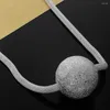 Chaînes Boutique 925 Sterling Silver Matte Grand Orb Pendentif Collier Femmes De Luxe De Mode Fête Bijoux Cadeaux