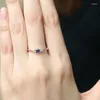 Cluster-Ringe Metiseko Echt 925 Sterling Silber Ring Saphirblauer Zirkonia 14 Karat Gelbgold plattiert Offene Größe für Frauen