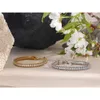Bracciale rigido Yhpup lucido con zirconi cubici, catena in acciaio inossidabile, colore oro, placcato PVD, braccialetto per le donne, gioielli di alta qualità, impermeabileL231114