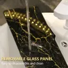 Prateleiras de banheiro prateleira de luxo sem perfuração de parede de ferro com mármore com maquiagem de placas de vidro de mármore acessórios de rack 230413