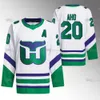 허리케인 Hartford Whalers Jersey Staal Sebastian Aho Andrei Svechnikov Brent Burns Frederik Andersen Jaccob Slavin Martin Necas Seth Jarvis Jesperi Kotkaniemi